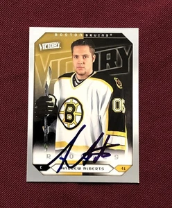 2005-06 UD NHL HOCKEY VICTORY AUTOGRAPHED CARD #258 ANDREW ALBERTS BOSTON BRUINS - Picture 1 of 3