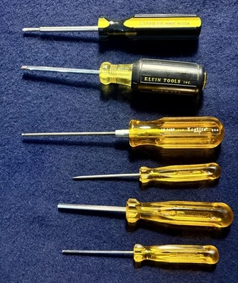 SIX VINTAGE SCREWDRIVERS: STANLEY KLEIN TOOLS XCELITE +3 CHROME VANADIUM - Image 1 of 4
