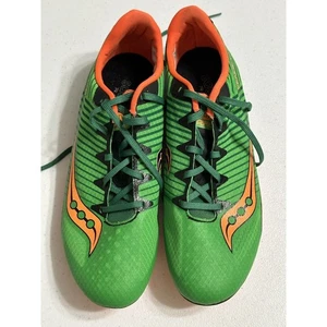 Saucony Vendetta 2 Racing Track & Field Shoes Cleats Green Orange Mince Mens 10M - Picture 1 of 8