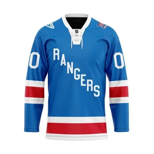 Personalizza New York Rangers 2025/26 Centenario Pizzo Hockey Camicia Uomo Fan Gear - Foto 1 di 6