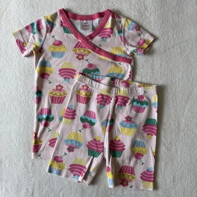 Conjunto de pijama corto manga corta Hanna Andersson niñas talla 8 130 rosa cupcake Foto 1 de 4