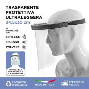 Visiera protettiva protezione integrale viso plastica pvc crystal trasparente - Foto 1 di 11