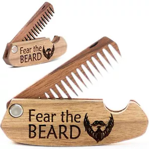 Beard Comb Gifts for Him Wooden Comb for Men Folding Pocket Comb for Moustach... - Picture 1 of 9