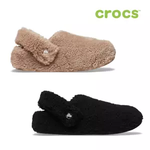 NEW CROCS CLASSIC COZY SLIPPER FLEECE BEIGE BLACK 209386 UNISEX