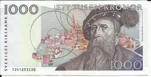 SWEDEN 1000 KRONUR 1989 P 60. XF CONDITION. 5RW 16MAR - Picture 1 of 1