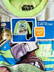 Star Wars Baby Yoda Flannel 2-Piece Pajamas Boya Sz 6/7 Sleep Set Mandalorian  - Picture 1 of 5