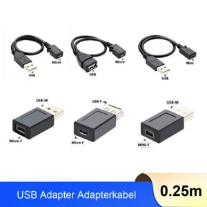 USB Adapter Stecker USB A Stecker auf USB Micro USB Mini Buchse Adapterkabel - Bild 1 von 11
