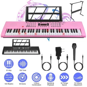 Keyboard Piano 61 Key Music Electric Piano Sheet Music Stand For Kids Beginner - Picture 1 of 24