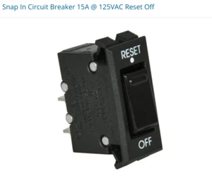 Approach SS-001 Snap-in Circuit Breaker 15A @ 125VAC Reset Off - (LOT of 6!! ) - Picture 1 of 1