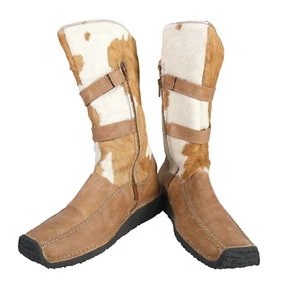 Camel Active Boots Leather Real Hair Womens Brown Designer Zip Size UK 4.5 - Picture 1 of 10