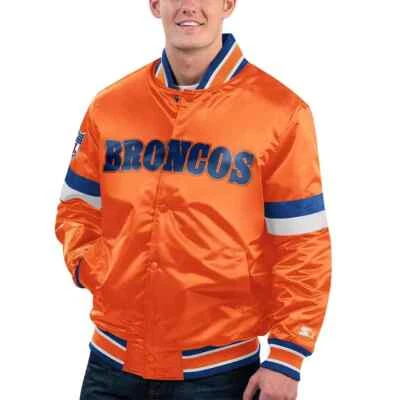 Jaqueta masculina Denver Broncos NFL Starter cetim snap-up Varsity - Imagem 1 de 4