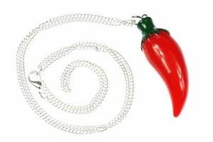 Chili Kette Chilikette Peperoni Paprika Halskette Miniblings rot scharf 60cm - Picture 1 of 3