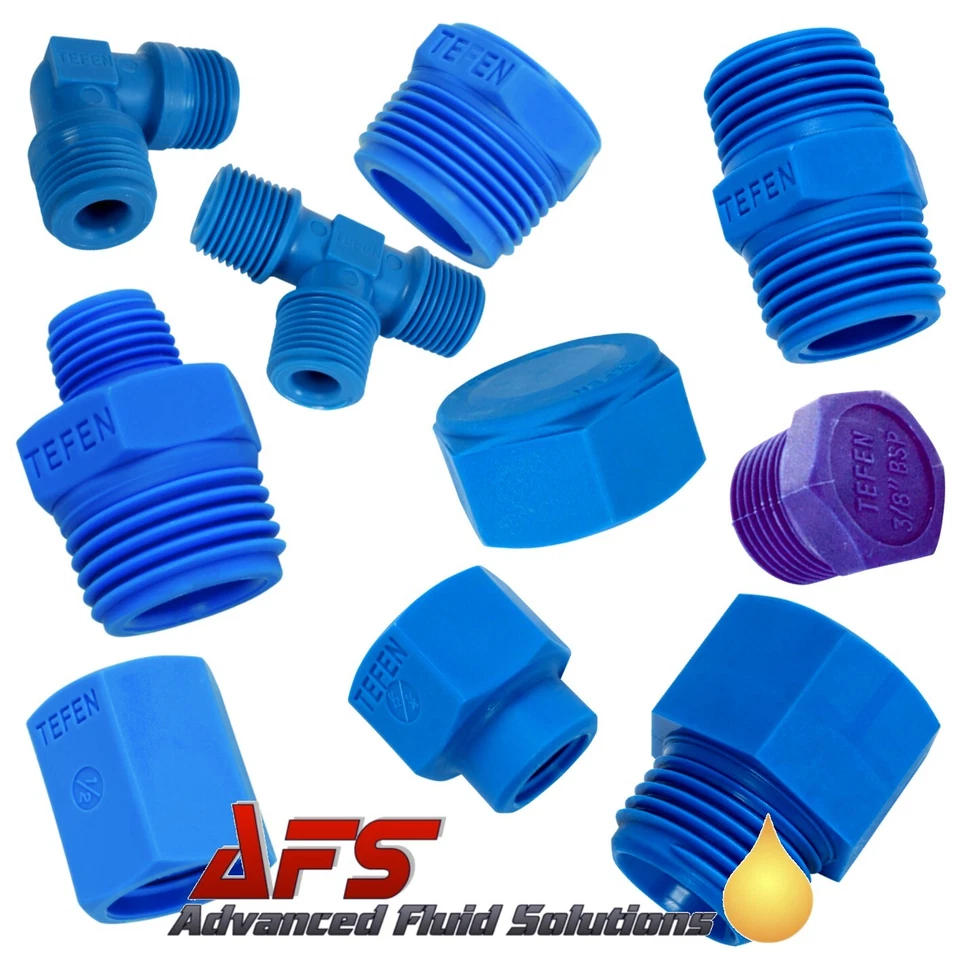 Tefen Nylon Adaptors Nipple Plug Bush Cap Socket Male Female BSPT Pipe Connector