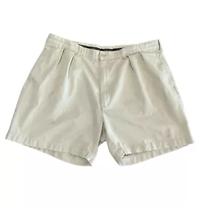 VINTAGE Polo Ralph Lauren pantaloncino uomo 42 beige kaki plissettato 6" Andrew corto - Foto 1 di 16