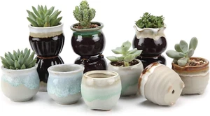 Small Ceramic Succulent Pots with Drainage - Set of 12, Mini Pots for , Home and - Picture 1 of 9