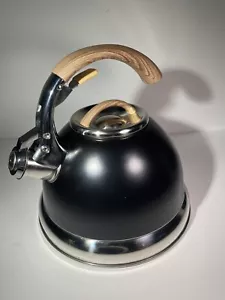 Bollitore tè fischietto piano cottura David Burke qualità premium 2,7 qt nero finto legno - Foto 1 di 24