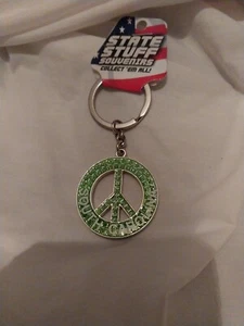 New Sparkling South Carolina Peace Symbol Keychain Keyring - Picture 1 of 4