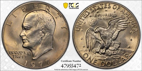 1977 PCGS MS66 Eisenhower Dollar Ike $1 - Lustrous Original Cover