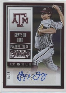 2015 Panini Contenders Prospect Ticket Playoff Ticket /15 Grayson Long #49 Auto