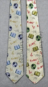 A+ E=MC2 EARTH GLOBE TEXTBOOK ATOMS MATH SCIENCE TEACHER Steven Harris Necktie - Picture 1 of 6