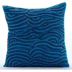 Decorative Throw Pillow Cover Blue 16"x16", Couch Decor Silk - Sea Windsor - Picture 1 of 3