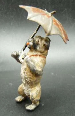 Antigua casa de muñecas austriaca pintada en frío de bronce Pug Dog tamaño miniatura Foto 1 de 4