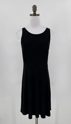 Vestido acampanado Free People para mujer negro tonal floral elástico ojo de cerradura calce trasero talla L Foto 1 de 4