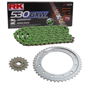 Chain Set Honda CBR 1000 F 89-95 Chain RK MM 530 Gxw 114 Green Open 17/42 - Picture 1 of 4