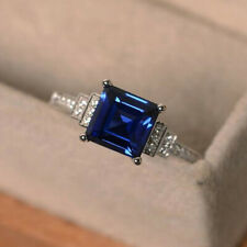 Elegant Women Wedding Ring 925 Silver Filled Jewelry Square Shape Zircon Sz 6-10