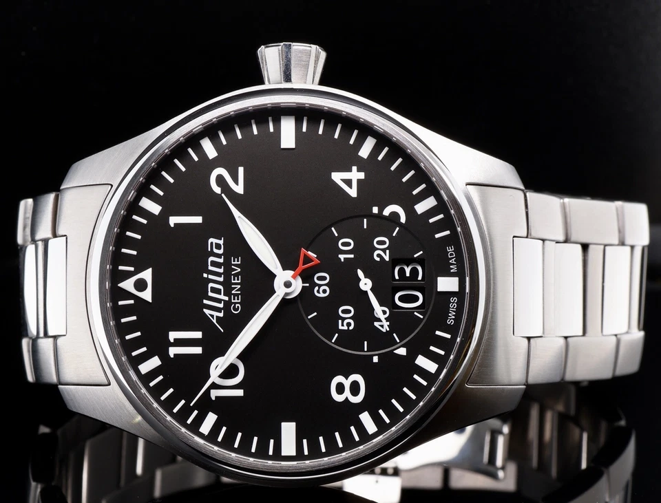 Alpina Startimer Pilot Big Date Small Sec Quartz Steel Watch +Docs AL-280B4S6B - image 1 of 4