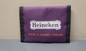 Cartera vintage Heineken cerveza nailon gancho y bucle púrpura - Imagen 1 de 2