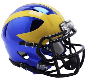 Mini casco de fútbol americano Riddell Michigan Wolverines cromado velocidad nuevo en caja - Imagen 1 de 1