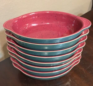 Denby HARLEQUIN 9" Oval Au Gratin Baker Dish Red Green ~ Multiple - Picture 1 of 2