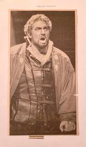 Placido Domingo  - Opera Singer - Hand Signed Newspaper Image Cover