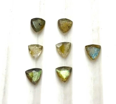 Natural Labradorite Trillion Cut Loose Gemstone Lot 7 Pcs 4 MM 1.50 CT - Image 1 of 4