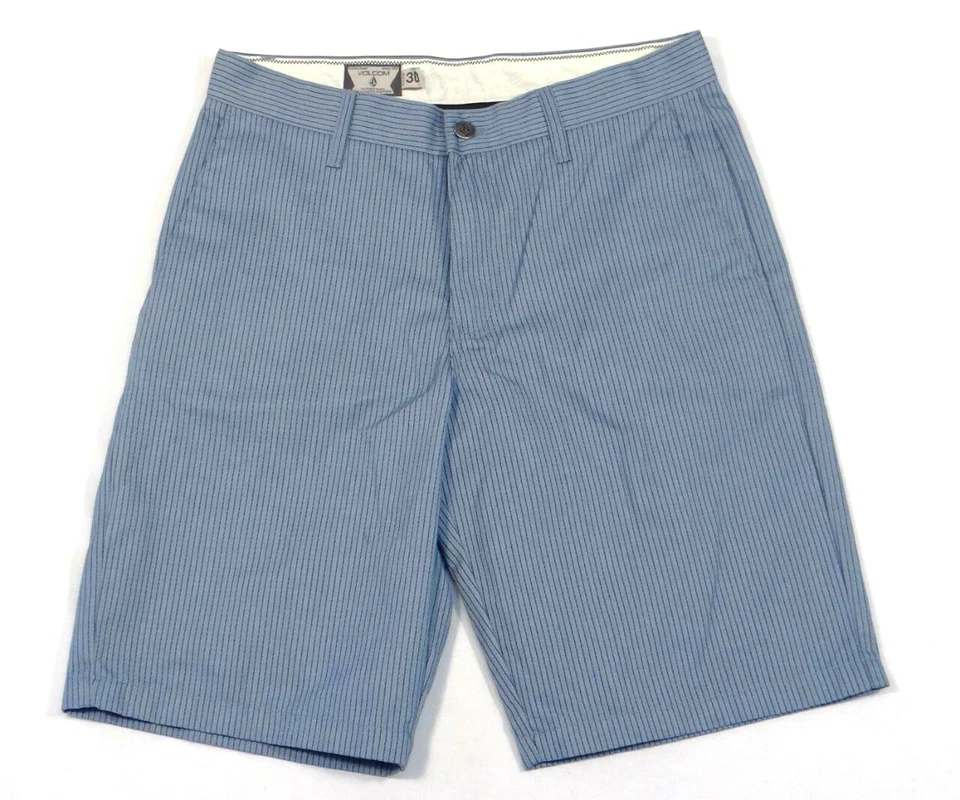 Volcom Blue Striped Flat Front Casual Shorts Men's NEW - Image 1 of 2