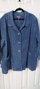 Chaqueta Retro Midi "Blu" Woman Within 4X Plus Azul Pana Y2K - Imagen 1 de 12