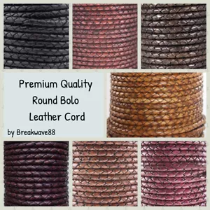 Cable redondo trenzado bolo de cuero genuino premium 6 ~ 6.5 mm suministro de joyería vendedor de EE. UU. - Imagen 1 de 8