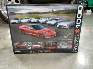 Red Corvette Jigsaw Puzzle It Runs In The Family 19"x 26" 1000 pcs - Picture 1 of 3