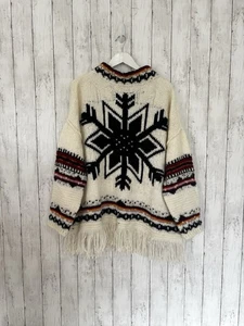Jersey Free People Sundown tejido de gran tamaño con flecos talla mediana manga larga  - Imagen 1 de 8