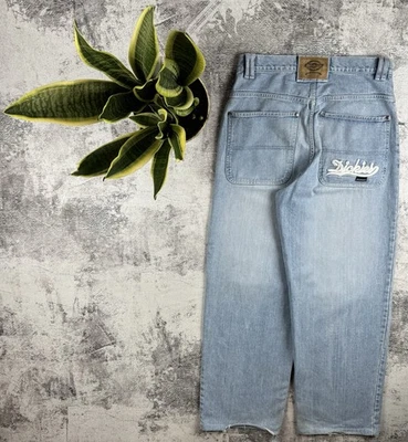 DICKIES БОЛЬШОЙ ПАПА ВИНТАЖНЫЙ ДЖИНСОВОЙ ТКАНИ РЭП ХИП-ХОП МЕШКОВАТЫЕ КОНЬКИ СОСТАРЕННЫЕ ДЖИНСЫ БРЮКИ - Изображение 1 из 4