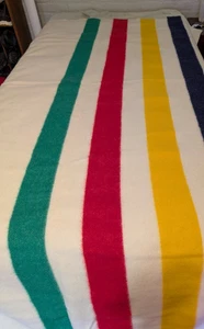 Manta de Lana Hudson Bay Vintage 6 Puntos Multicolor Rayas Inglaterra 98"x92" Grande - Imagen 1 de 10