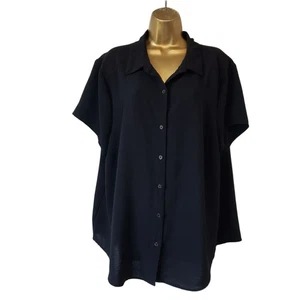 Torrid Womens Black Button-Down Shirt Size 2 Short Sleeve Polyester Collared - Picture 1 of 5