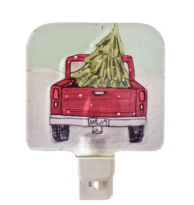 Camioneta pickup roja con árbol de Navidad luz nocturna navideña eléctrica Foto 1 de 2