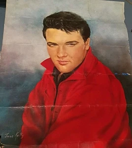 PÓSTER RETRATO DE COLECCIÓN ELVIS PRESLEY POR "JUNE KELLY" 1964 SIN MARCO ORIGINAL - Imagen 1 de 6
