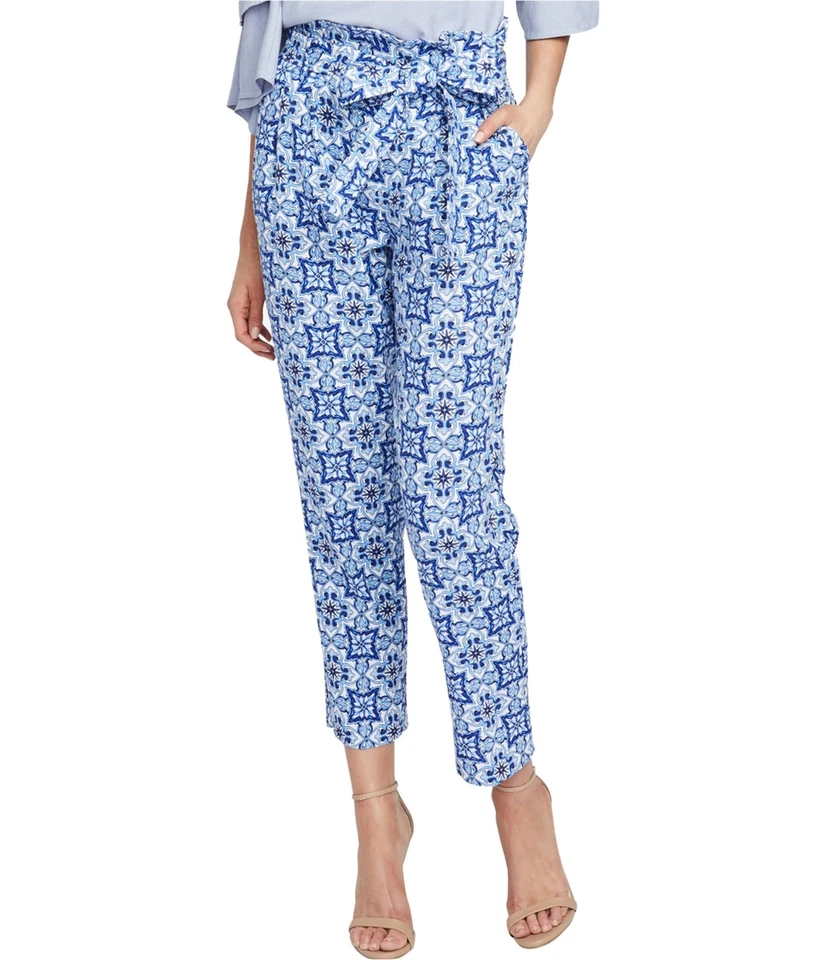 Pantalones informales con estampado de azulejos Rachel Roy para mujer, azules, 6 Foto 1 de 1