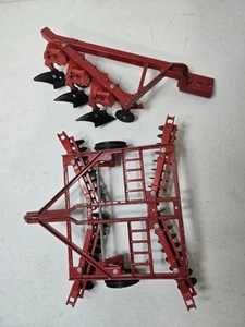 Ertl 1/16 vintage 4 bottom Red plow & Tiller, See Pics - Picture 1 of 16