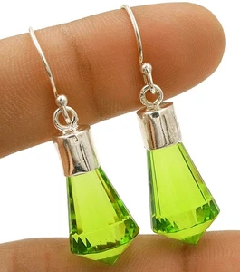 4CT Natural Peridot 925 Solid Sterling Silver Earrings Jewelry @B20-8 - Picture 1 of 1