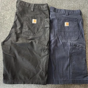 x2 Carhartt Shorts Herren 40 blau schwarz Relaxed Fit Utility Carpenter Workwear Posten - Bild 1 von 13