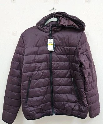 Perry Ellis Plum Purple Lightweight Hooded Puffer Jacket Size Medium New Tags  - Image 1 of 4